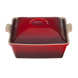 2.5qt Stoneware Covered Square Casserole Cherry