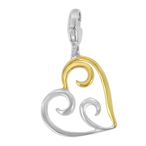 Two-tone Sterling Silver Heart-shaped Pendant Necklace