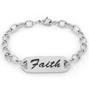 West Coast Jewelry Stainless Steel Bracelet Inspirational &quot;Faith&quot; ID Bracelet