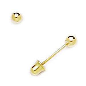 14k Yellow Gold 3mm Polished Ball Stud Screwback Earrings