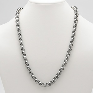 PalmBeach Jewelry Men's Stainless Steel Rolo-Link 6 mm Necklace Chain 24"