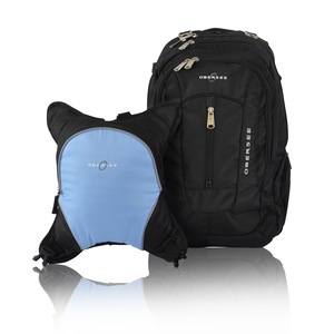 Obersee Bern Diaper Bag Backpack with Detachable Cooler, Black/Cloud