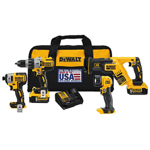 20V MAX XR 4-Tool Combo Kit - Hammerdrill Recip Saw Impact Driver Light