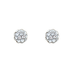 14K Yellow Gold 4mm White Crystal Ball Stud Earring