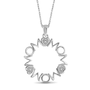 JewelonFire White Diamond Accent Sterling Silver MOM Pendant