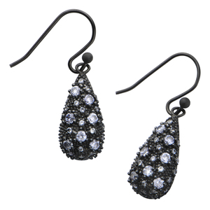 Inox Jewelry Women's Stainless Steel Gun Metal with Pave Set Light Amethyst Cubic Zirconia Earrings