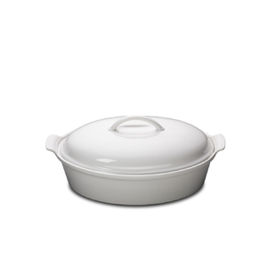 Heritage 4 Qt. Covered Stoneware Oval Casserole White