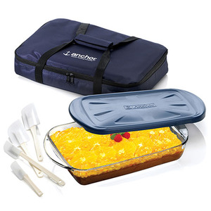 3 Pc Sculpted Ovenware Set with Tote Bag