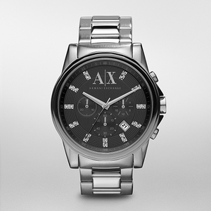 Mens Stainless Steel Crystal Dial Watch Gray Dial