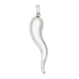 Sterling Silver Italian Horn Pendant - JewelryWeb