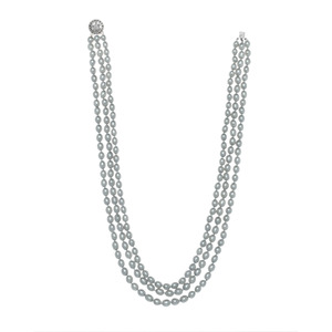 Dyed Silver Gray Color Genuine Rice Shape Freshwater Pearl Knotted Sterling Silver 17&quot; ~ 19&quot; Necklace