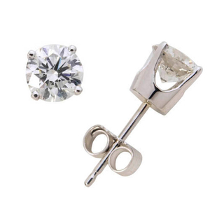 14k White Gold Diamond Solitaire Earrings .20twt