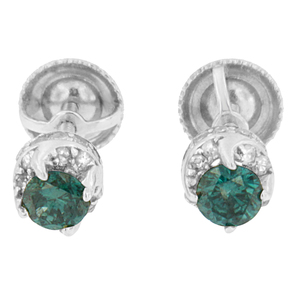14k White Gold 1/2ct TDW White and Treated Blue Round Diamond Earrings (I-J I2-I3)