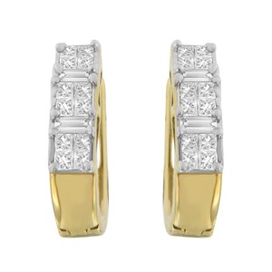 14k Yellow Gold 1/2ct TDW Princess and Baguette-cut Diamond Earrings (I-J,SI2-I1)