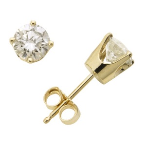 14k Yellow Gold Diamond Solitaire Earrings .33twt