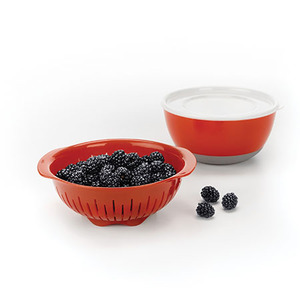 3 Pc. Berry Bowl and Colander Set Red