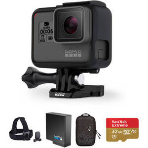 HERO6 Black Kit with Head Strap, Extra Battery, Zipper Case, and 32GB microSD Card