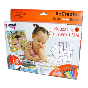 Smart Play ReCreate Large Reusable Coloring and Crossword At the Farm Puzzle Mat