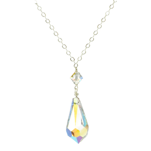 Lita Swarovski Teardrop Necklace With Sterling Silver Chain 18"