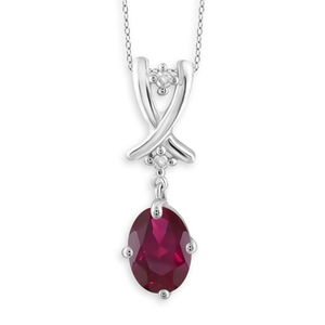 JewelonFire 1 Carat T.G.W. Ruby And White Diamond Accent Sterling Silver Pendant