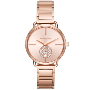 Ladies Portia Rose Gold Stainless Steel Watch RG Dial w/ Crystal Subdial