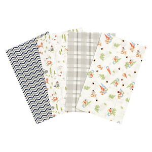 Trend Lab Woodsy Gnomes 4 Pack Flannel Burp Cloth Set