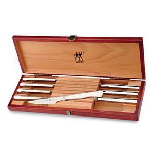 8pc SSteel Serrated Steak Knife Set w/ Wood Gift Box
