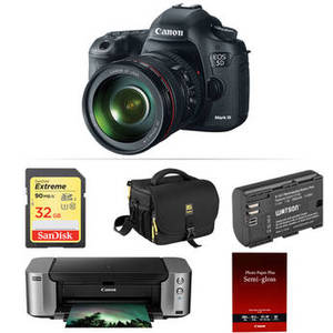 EOS 5D Mark III DSLR Camera with 24-105mm Lens and PIXMA PRO-100 Printer Kit