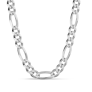Sterling Silver 250 Gauge Pavé Figaro 3+1 Chain, 26 Inches
