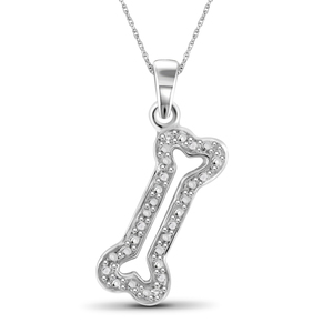 JewelonFire White Diamond Accent Sterling Silver Bone Pendant