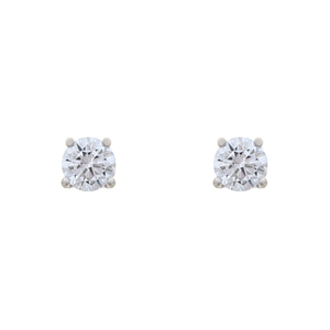 Sterling Silver 4mm Round Cubic Zirconia Stud Earrings