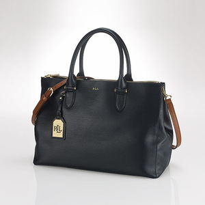 Newbury Leather Double Zip Satchel Black
