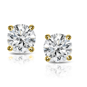 14k Yellow Gold .50ct TDW Princess 4-prong Certified Stud Earring(I-J, SI2-I1)