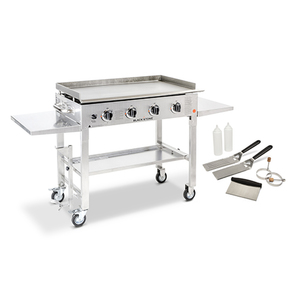 Four Burner 36" Stainless Steel Griddle Cooking Station w/ 7pc Griddlin Kit