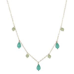 Lita Silver Chain Necklace with Sea Amazonite and Shell Beads,17&quot;