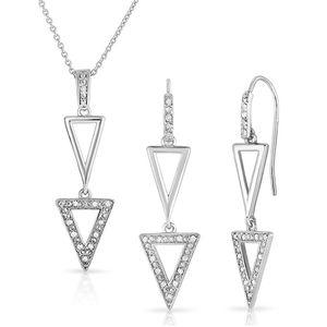 Diamond Triangle Earring & Necklace Set