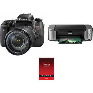 EOS Rebel T6s DSLR Camera with 18-135mm Lens and Inkjet Printer Kit