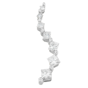14K White Gold 1 CTTW Princess and Baguette Cut Diamond Journey Pendant Necklace (H-I,I1-I2)