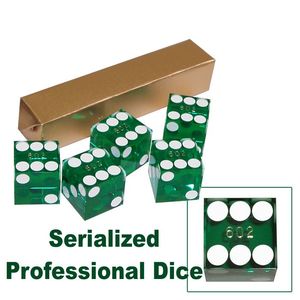 Trademark Global 19mm A Grade Serialized Set of Casino Dice-Green