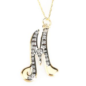 Diamond Fascination 14k Yellow Gold Diamond Accent "M" Pendant