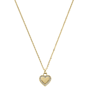 Pave Gold-Tone Heart Charm Necklace