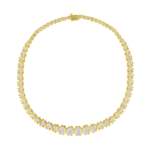 10k Yellow Gold 4 CTTW Round Cut Diamond Circle Pendant Necklace with X-Links (H-I, I2-I3)