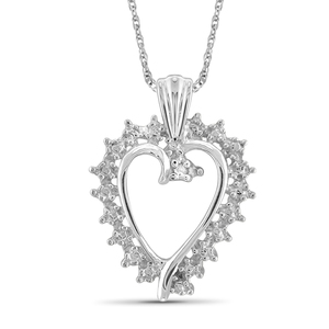 JewelonFire White Diamond Accent Sterling Silver Heart Pendant