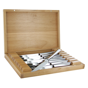 8 Pc Stainless Steak Knife Set W/Wood Presentation Case
