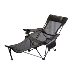 Ore International 35 Inch Portable Slate Grey Mesh Lounger Reclining Chair