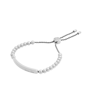 Logo Plaque Silver-Tone Slider Bracelet