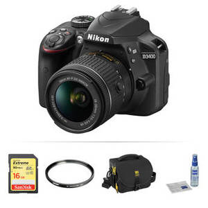 D3400 DSLR Camera with 18-55mm Lens Basic Kit (Black)