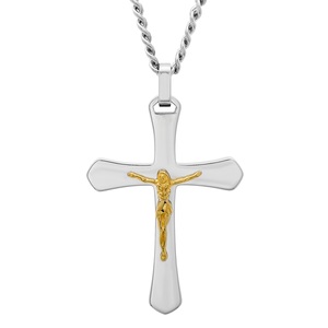 Men's Stainless Two Tone Crucifix