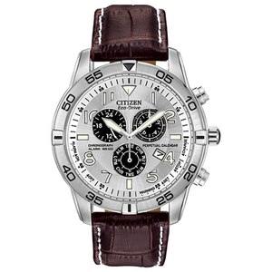 Mens Eco-Drive Perpetual Calendar Leather Strap Watch