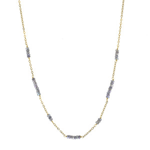 Genuine Faceted Tanzanite Rondelles on Chain Gold Over Sterling  Silver, 17&quot; Necklace